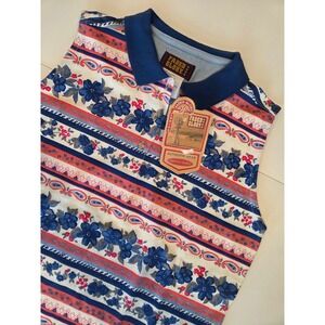 Faded Glory NWT Y2K Women Sleeveless Shirt Floral Stripes Size L 100% Cotton